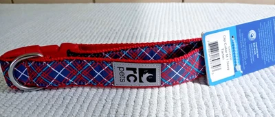 NEW RC PETS CLIP COLLAR Navy Tartan Red DOG COLLAR MEDIUM 12-20 INCH  - Image 1 of 3
