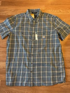 Carhartt Shirt Mens XL Tall Flex Relaxed Fit Light Weight Short Sleeve Plaid - Picture 1 of 4