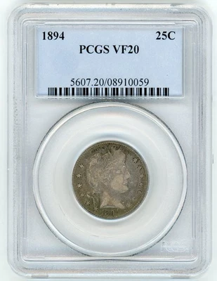 1894 BARBER QUARTER PCGS VF20 - Image 1 of 2