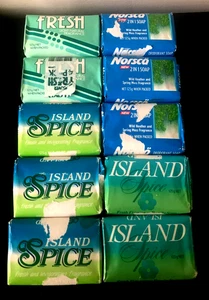 VINTAGE 10 BARS OF ISLAND SPICE, NORSCA & SHOWER FRESH SOAP 125g UNUSED - Foto 1 di 2