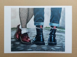 Impresiones artísticas digitales Skinhead Dr Martens- calidad A5 firmadas edición limitada Reino Unido - Imagen 1 de 3