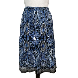 Falda Mujer Sunny Leigh Talla Grande 1X Azul Negro Paisley Plisada Rodilla Línea A Delgada - Imagen 1 de 11