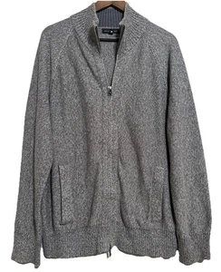 Cárdigan suéter con cremallera completa gris jaspeado XL Banana Republic para hombre 100 % algodón - Imagen 1 de 11