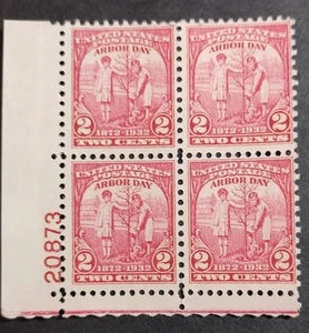 US 717 2c Plate Block of 4, MNH, F-vf, 1932 - Picture 1 of 2
