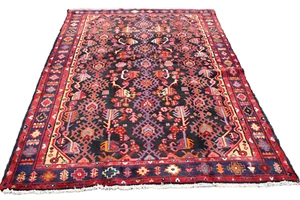 Tappeto tribale geometrico vintage turco 4' 3"" x 6' 7"" rosso fatto a mano - Foto 1 di 4
