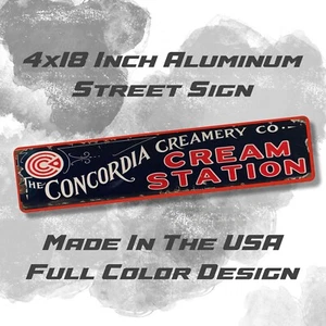 Concordia Mansfield Ice Cream Reproduction Full Color Aluminum Street Sign - Picture 1 of 4