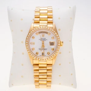 Rolex Day-Date 18038 36mm 18k Gold Diamond President Bracelet Watch Service+Box - Picture 1 of 7