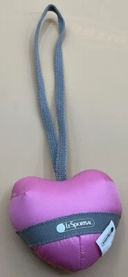 A Sweet LeSportsac Rosa Corazón Cartera Dije Nylon Bolso de Peluche Felpa Dije Foto 1 de 3
