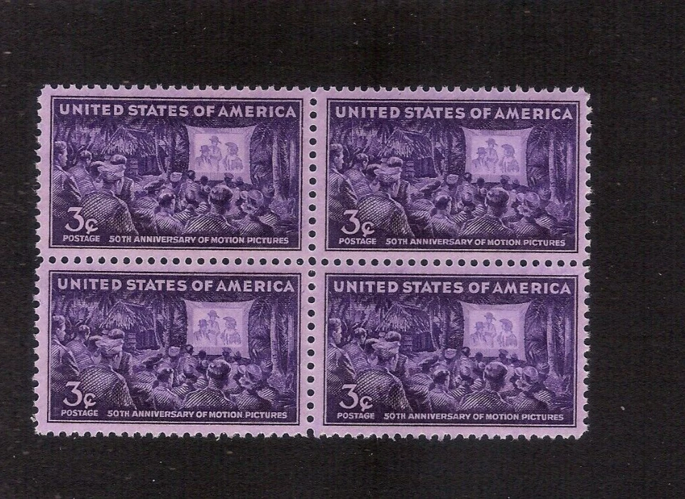 US STAMP 926 BLOCK 3c PURPLE MOVIES IN SOUTH PACIFIC 1944 MINT NH OG FREE SHIP - Image 1 of 1