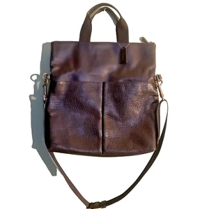 COACH Black Pebbled Leather Tote Messenger Bag - Bild 1 von 16