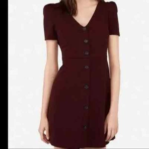 Express Puff Sleeve Button Front Fit and Flare Dress - Picture 1 of 8