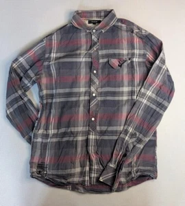 FIRETRAP Red Plaid Check Shirt M Buttoned Long Sleeve Country Western - Picture 1 of 3