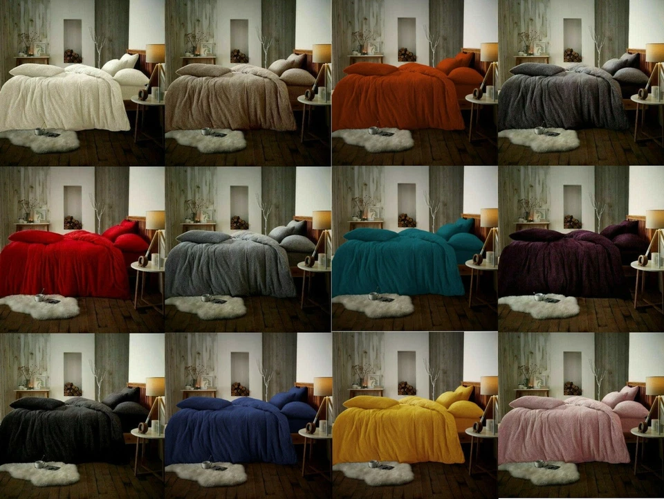 TZ Teddy Fleece Duvet Quilt Cover & Pillowcase Warm & Cosy Thermal Bedding Set