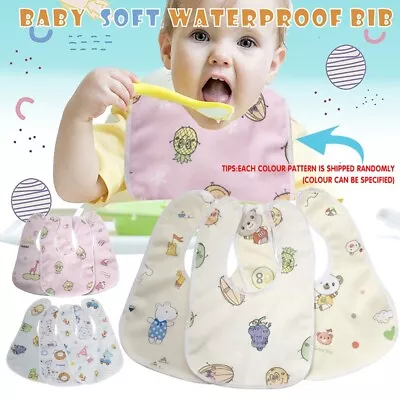 3X Baby Bibs Set Waterproof 100% Cotton Soft Kid Boy Girl Gift Adjustable 0-1yr • 4.89$