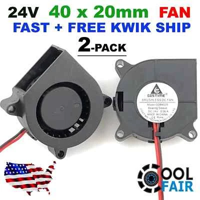 24V 40mm Blower Fan 4020 40mm x 20mm Turbo Cooling 3D Printer 2pin 2 Pcs E2 - Image 1 of 4