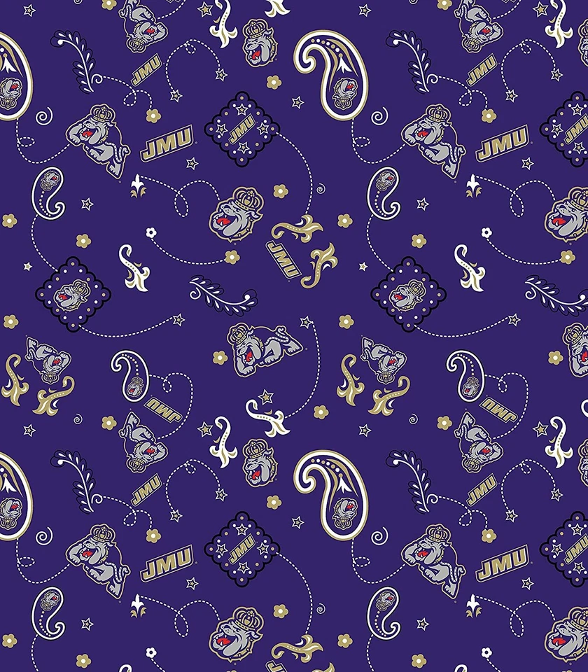 Tela de algodón de la Universidad James Madison - Bandana JMU Dukes 100 % algodón Foto 1 de 1