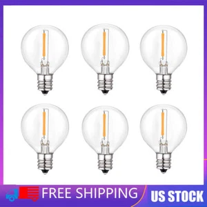 E12 G40 Globe LED String Light Bulbs Replacement Clear Plastic Warm White 6Pack - Picture 1 of 13