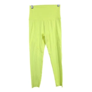 Womens Aerie Chill High Waisted Neon Yellow Leggings Nylon Stretch Size S Short - Picture 1 of 12