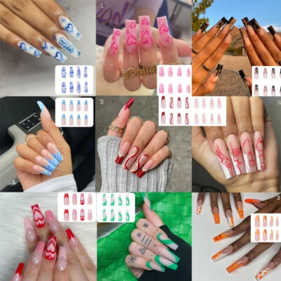 Fingernägel Kunstnägel Maniküre Glänzend falsche Nägel Fake Nail Kleber Elegan☆ - Bild 1 von 4