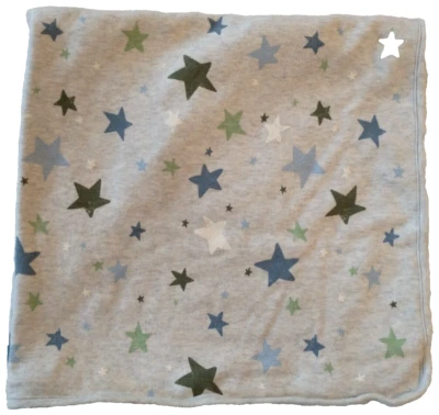 Gymboree Gray Baby Blanket With Stars Double Sided Jersey Knit Crib Security - Image 1 of 4