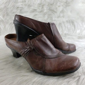 EARTH SPIRIT Classics Emma Brown Leather Slip On Casual Heels Womens Size US 10 - Picture 1 of 6