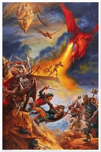 Dragonlance Saga Poster – Jeff Easley Epic Fantasy Battle Art - Picture 1 of 14
