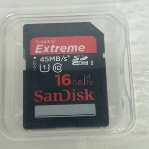 Sandisk Extreme 16GB SD SDHC Memory Card 4 hour 45MB/s New in Box Sealed - Picture 1 of 3