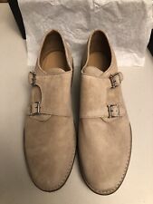 Vintage Barneys New York Double Monk Suede Shoes Beige Size 12 Made In Italy