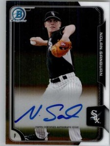2015 Bowman Chrome Prospect Autographs Blue Refractors Nolan Sanburn Auto /150