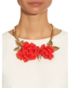 OSCAR DE LA RENTA Oversized Acrylic Flower Statement Necklace /Earring