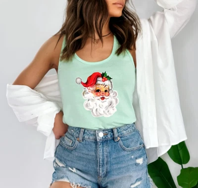 Camiseta sin mangas de Papá Noel de Navidad para mujer: regalo de vacaciones para ella Foto 1 de 2