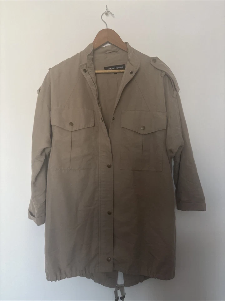 Oversized Lightweight Collarless Parka / Trench Coat Size 6 - Image 1 of 4