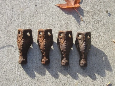 set of 4 Antique CAST IRON FURNITURE or STOOL FEET ~~~ 3.5" tall - Image 1 of 4