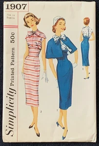1960 Misses' Retro Design DRESS, CAPELET Simplicity 1907 Pattern 14/34" Bust UC - Picture 1 of 8