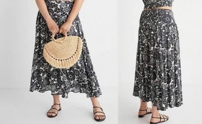 Falda Anthropologie Daisie Midi Talla S Blanco y Negro Foto 1 de 4