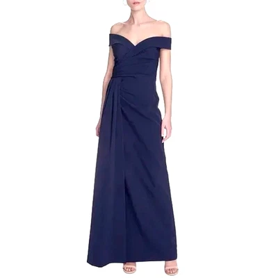 Eliza J Women Dress Size 14 Navy Blue Crepe Off Shoulder Sweetheart Neck Gown - Image 1 of 4