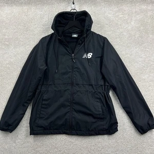 New Balance Jacket Womens Size Medium Black Full Zip Running Fleece Lined Hooded - Picture 1 of 11