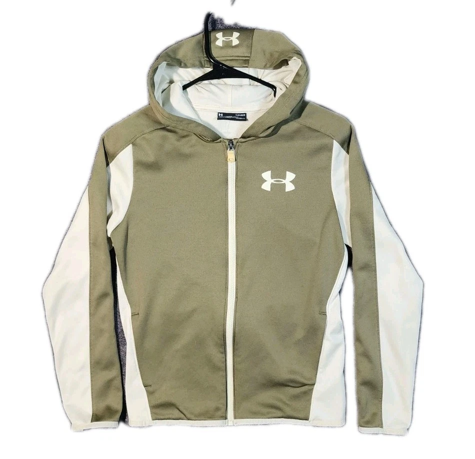 Under Armour Youth XL ColdGear Full Zip Hoodie Olive Green Sweatshirt Jacket - Image 1 of 4
