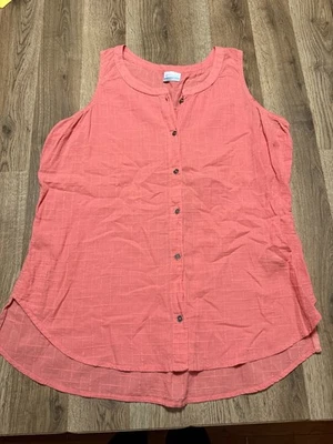 Camiseta sin mangas Columbia, para mujer talla mediana, naranja, abotonada, sin mangas Foto 1 de 4