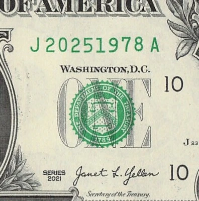 1978 2025 Tombstone Fancy Serial Number One Dollar Bill Double Date Note - Image 1 of 4