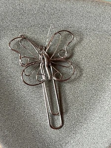 Thin Silvertone Wire BUTTERFLY Bookmark Bookmark – 3 x 1 and 7/8th’s inches –  - Picture 1 of 5