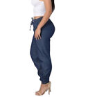 Women Denim High Elastic Waist Joggers Trousers Jeans Loose Long Pants Plus Size