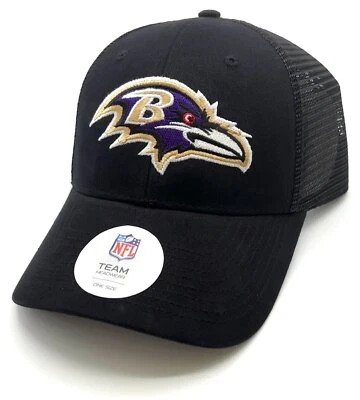 BALTIMORE RAVENS HAT MVP NFL FOOTBALL TEAM LOGO MESH TRUCKER BLACK CAP - Image 1 of 3