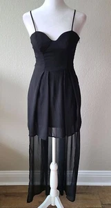 Maxi abito NASTY GAL Y2K Fairy Sheer taglia XS nero stravagante gotico grunge strega tagliente - Foto 1 di 9