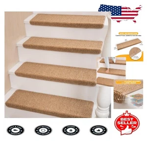 Self-Adhesive Non-Slip Stair Treads for Wood Steps - Braided Sisal, Easy Clean - Picture 1 of 9