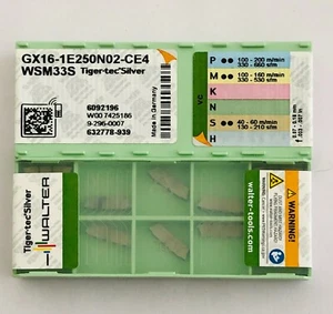 WALTER Grooving Inserts GX16-1E250N0.20-CE4 WSM33S NEU 10 Stück. - Picture 1 of 5