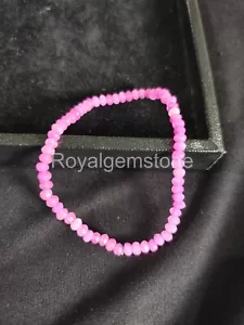 Natürlich 5x5mm Jade Facettierter Edelstein Rondell Perlen & Rosa Armband 20.3cm - Bild 1 von 4