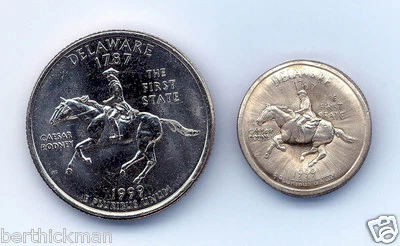 Uncirculated 1999 D DE Quarter, Magnetically SHRUNK to About Diameter of a Dime! - Image 1 of 4