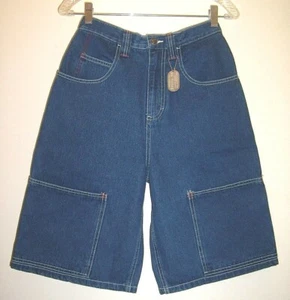 Boys Vintage Nice 7 Pockets Carpenter Summer Fun Denim Blue Jeans Shorts Sz 14 - Picture 1 of 2
