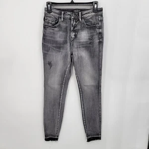 Judy Blue Skinny Fit Jeans Womens 7/28 Gray White Distressed Stretch High Rise - Picture 1 of 11